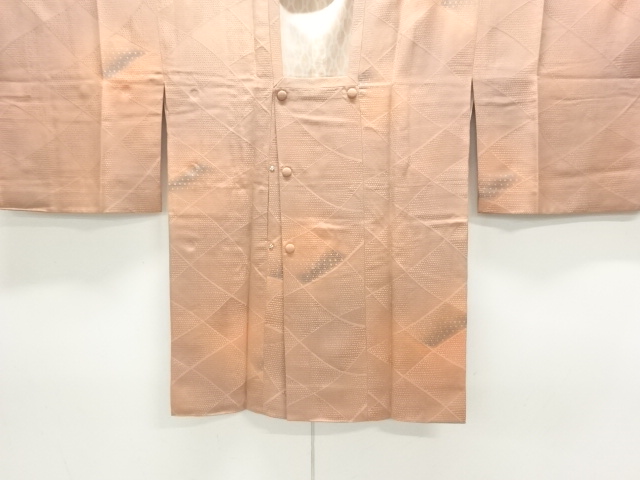 JAPANESE KIMONO / MICHIYUKI COAT / SILK / WOVEN TASUKI LATTICES & ABSTRACT PATTERN